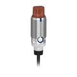 Photoelectric sensors XU, Photo electric sensor, Cylindrical, Metal, Angled, Thru-beam, Receiver, Smax 30m, PNP, Cable 2m