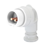 90° PLUG - IP44 - 2P 16A 20-25 e 40-50V 50-60HZ d.c. - WHITE - 10H - SCREW WIRING