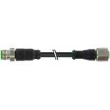 M12 Xtreme male 0° / M12 female 0° A-cod. PUR 4x0.5 bk +drag ch. 1.5m