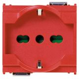 2P+E 16A universal outlet red