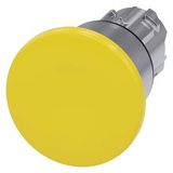 3SU1050-1BA30-0AA0-Z Y10 Mushroom pushbutton, 22 mm, round, metal, shiny, yellow, 40 mm, latching, pull-to-unlatch mechanism, with laser labeling, upper case and lower case, always upper