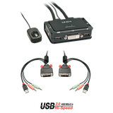 2 Port DVI-D Single Link, USB 2.0 & Audio Cable KVM Switch Switch between 2 DVI equipped PCs from one keyboard, mouse and monitor