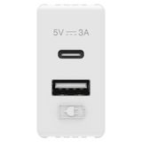 USB CHARGER - A+C TYPE -  3A - WHITE - SYSTEM