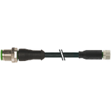 M12 male 0° / M8 female 0° A-cod. PUR 4x0.25 bk + drag ch. 11.5 m