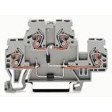 Component terminal block double-deck with 2 diodes 1N4007 gray