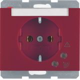SCHUKO socket outlet with overvoltage protection, K.1/K.5, red glossy