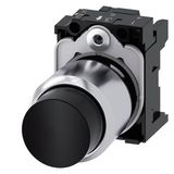 Pushbutton, compact, with extended stroke (12 mm), 22 mm, round, Metal, black,  3SU1250-0FB10-0AA0-Z X90