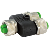 T-COUPLER M12 FEMALE/M12 FEMALE+M12 MALE 0°