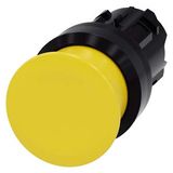 Mushroom pushbutton, 22 mm, round, plastic, yellow, 30 mm, momentary contact type, with laser labeling, lower case