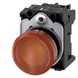 Indicator lights, 22 mm, round, metal, shiny, amber, lens, smooth, with holder, LED module with integrated  3SU1152-6AA00-1AA0-Z Y13