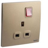 281114DB Mallia Senses 1 gang BS switched socket outlet single pole - with LED - 13A