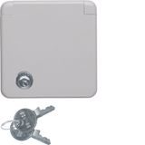 SCHUKO soc.out. cover plate+hinged cover,lock-differing lockings, flus
