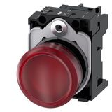 Indicator lights, 22 mm, round, plastic, red, lens, smooth, with holder, LED module, with integrated  3SU1102-6AA20-1AA0-Z Y13