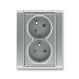 5513F-C02357 36 Double socket outlet with earthing pins, shuttered, with turned upper cavity ; 5513F-C02357 36