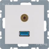 USB/3.5 mm audio soc. out., S.1/B.3/B.7, p. white, matt, plastic