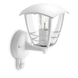 Philips Creek 60W E27 (UP) Wall Lantern With PIR IP44 Dimmable White