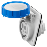 10° ANGLED FLUSH-MOUNTING SOCKET-OUTLET HP - IP66/IP67 - 2P+E 16A 200-250V 50/60HZ - BLUE - 6H - SCREW WIRING