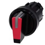 Selector switch, illuminable, 22 mm, round, plastic, red, selector switch, short, 3 switch positions I-O