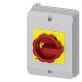 set rotary operating mechanism, rotary operating mechanism red/yellow, for molded plastic encapsulation, lockable in 0-position, incl. enclosure co...