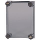 Cap, transparent smoky gray, lockable, HxWxD=250x187.5x50mm