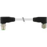 M12 male 90° / M12 female 90° A-cod. PUR 2x1.5 gy UL/CSA+drag ch. 4m