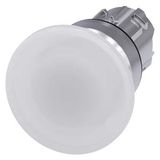 Illuminated mushroom pushbutton, 22 mm, round, metal, shiny, white,  3SU1051-1BD60-0AA0-Z Y11