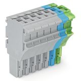 1-conductor female connector Push-in CAGE CLAMP® 4 mm² gray/blue/green