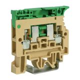 Screw terminal block 4mm2 fuse-holder, blown-fuse signal 110-230V, beige color