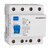 Residual Current Circuit Breaker 10kA, 63A, 4-pole, 300mA, A