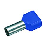 Wire ferrule, Duo 2x2.5mmý, L1=13mm, blue