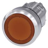 Illuminated pushbutton, 22 mm, round, metal, shiny, amber, pushbutton, flat, momentary contact type, with  3SU1051-0AB00-0AA0-Z Y19