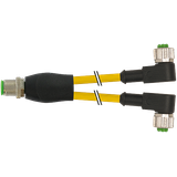 Y-Distributor M12 male/fem. 90° A-cod. PUR 3x0.34 ye+rob+drag-ch 2m