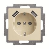 20 EUCB2USB-92-507 Socket insert Protective contact (SCHUKO) with USB AA white - Basic55
