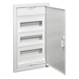 Flush-mounting cabinet Nedbox - metal door white RAL 9010 - 3 rows - 36+6 mod.