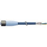 M12 fem. 0° A with cable F&B Pro TPE-S 4x0.34 sh. bu UL rob+dragch 10m