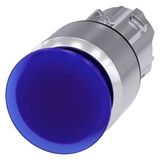 Illuminated mushroom pushbutton, 22 mm, round, metal, shiny, blue,  3SU1051-1AA50-0AA0-Z X90