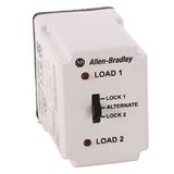 Allen-Bradley 700-HTA3A2-7 700-HTA Alternating Relay, DPDT Cross-Wired (3 control switch), 240V AC, w selector switch.