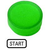 Button lens, raised green, START