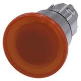 Illuminated mushroom pushbutton, 22 mm, round, metal, shiny, amber,  3SU1051-1BA00-0AA0-Z X90