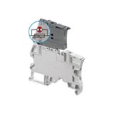 DIN RAIL TERMINAL BLOCK, FUSE, 5X20, BLOWN FUSE INDICATOR, FEED THROUGH, ZS4-SF-R3 ,6MM SPACING, 4MM2, GREY