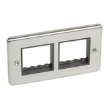 Synergy Authentic 2 gang front plate for two Arteor 2 modules mechanisms Brushed Stainless steel