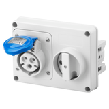 FIXED INTERLOCKED HORIZONTAL SOCKET-OUTLET - WITHOUT BOTTOM - WITHOUT FUSE-HOLDER BASE - 2P+E 32A 200-250V - 50/60HZ 6H - IP44