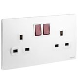 281115MW Mallia Senses 2 gang BS switched socket outlet single pole - with LED - 13A