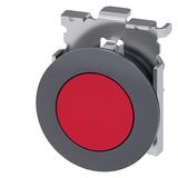 Pushbutton, 30 mm, round, Metal, matte, red, front ring for flush installation,  3SU1060-0JB20-0AA0-Z Y11