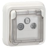 TV-R-SAT socket Plexo IP 55 antibacterial - modular-Artic white