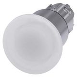 Illuminated mushroom pushbutton, 22 mm, round, metal, shiny, white, 40 mm, 3 switch positions, after pushing in Retraction  3SU1051-1ED60-0AA0-Z Y12