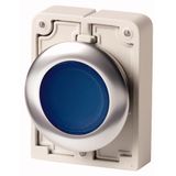 Illuminated pushbutton actuator, RMQ-Titan, flat, maintained, Blue, blank, Front ring stainless steel