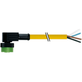 MQ12 female 90° A-cod. with cable PUR 4x0.34 ye UL/CSA+drag ch. 7.5m