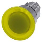 Illuminated mushroom pushbutton, 22 mm, round, metal, shiny, yellow, 40 mm, latching, pull-to-unlatch mechanism,  3SU1051-1BA30-0AA0-Z Y19