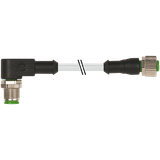 M12 male 90°/M12 fem. 0° A-cod. PUR 4x0.34 shielded gy+drag-ch 3m